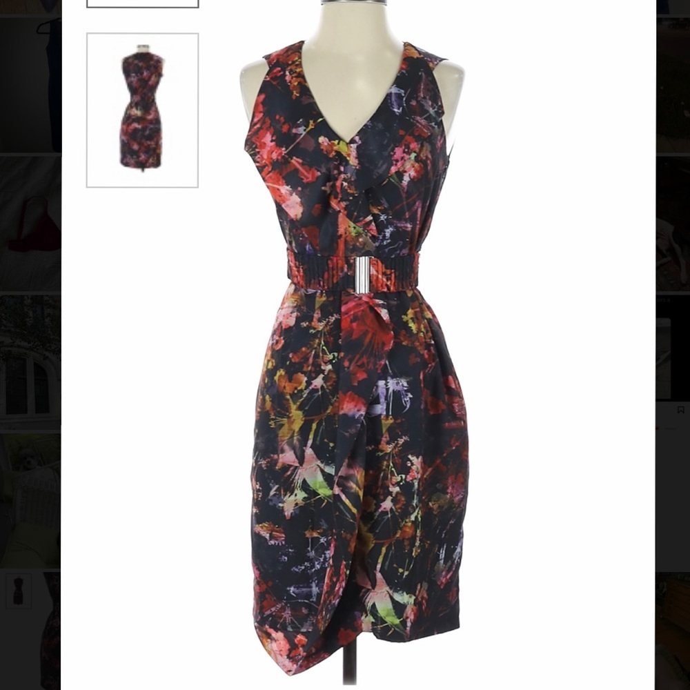 Karen Millen dress with ruffle down front and belt